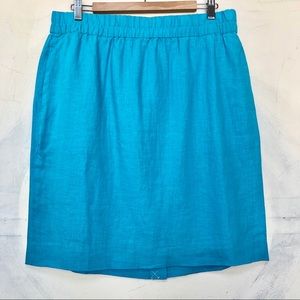 J Crew Monaco Blue Pull On Linen Skirt